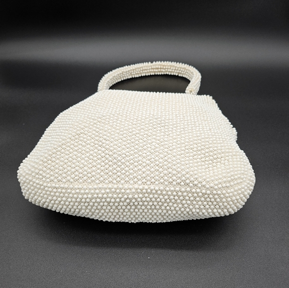 Vintage Corde Beaded Bag 1950s Cream Flowers Kiss Lock MCM Mid Century Modern - Picture 4 of 10